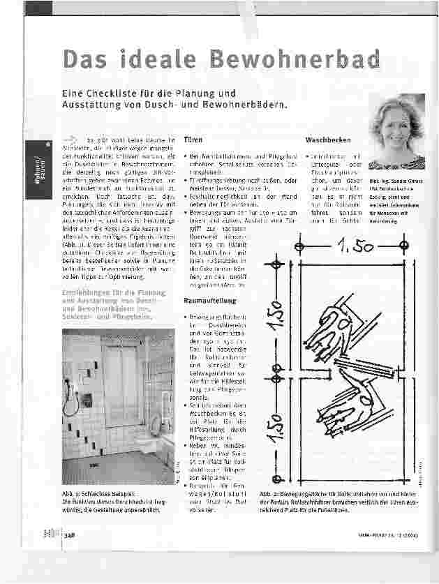 Vorschauseite 1: Das ideale Bewohnerbad. Eine Checkliste für die Planung und Ausstattung von Duschund Bewohnerbädern.