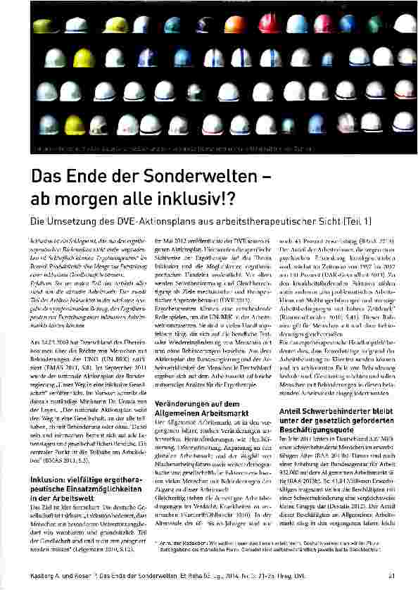 Vorschauseite 1: Das Ende der Sonderwelten -ab morgen alle inklusiv!?