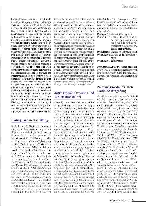 Vorschauseite 2: Antimikrobielle Produkte im Haushalt - eine Betrachtung zu Auswirkungen auf Gesundheit und Umwelt sowie zum Nutzen für den Anwender