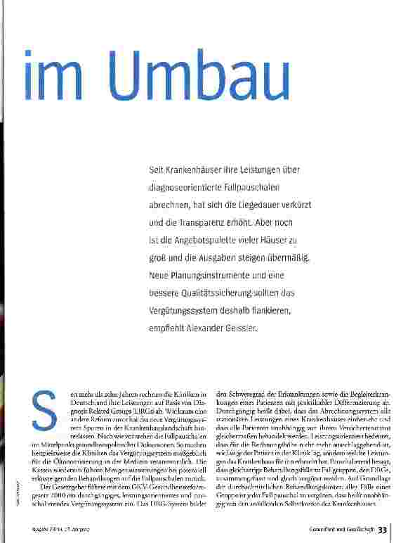 Vorschauseite 2: Kliniken im Umbau