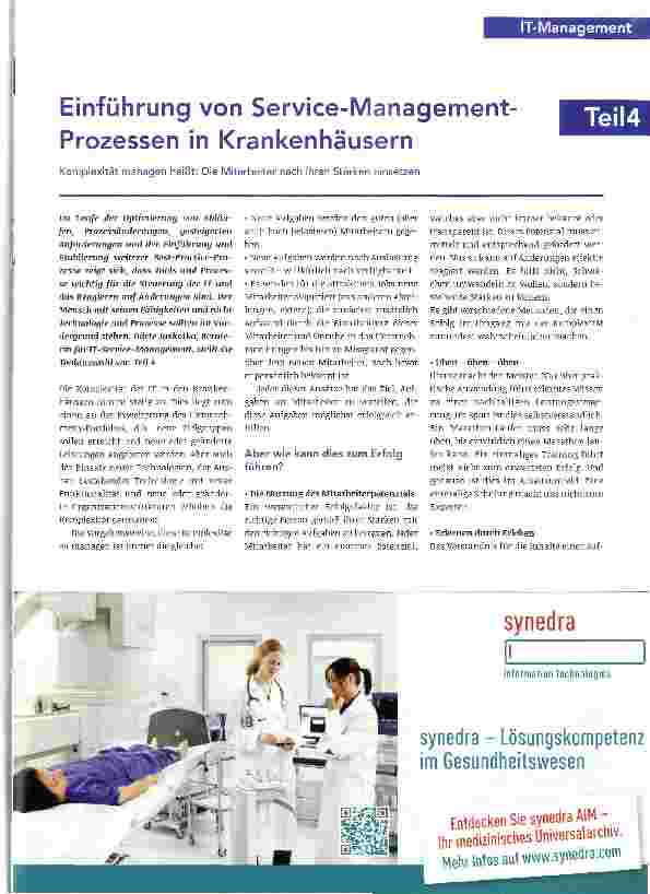 Vorschauseite 1: Einführung von Service-Management-Prozessen in Krankenhäusern