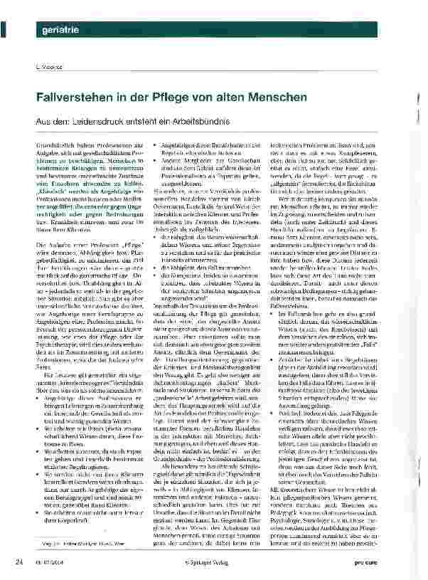 Vorschauseite 1: Fallverstehen in der Pflege von alten Menschen