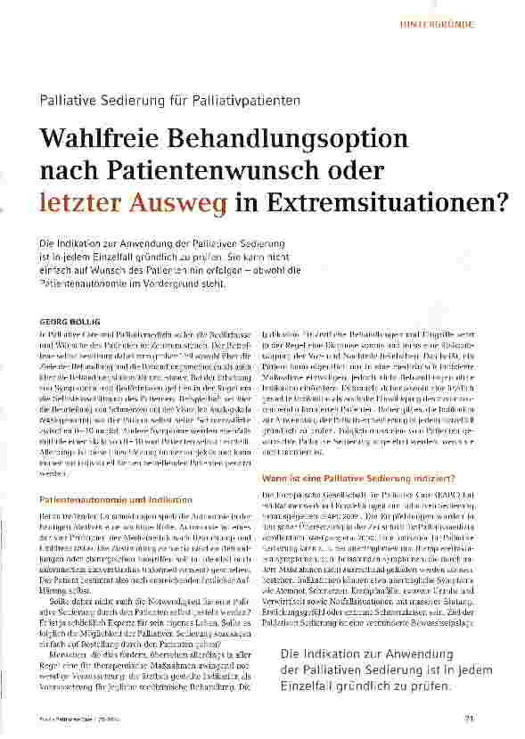 Vorschauseite 1: Wahlfreie Behandlungsoption nach Patientenwunsch oder letzter Ausweg in Extremsituationen?