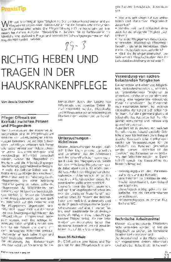 Vorschauseite 1: Richtig heben und tragen in der Hauskrankenpflege