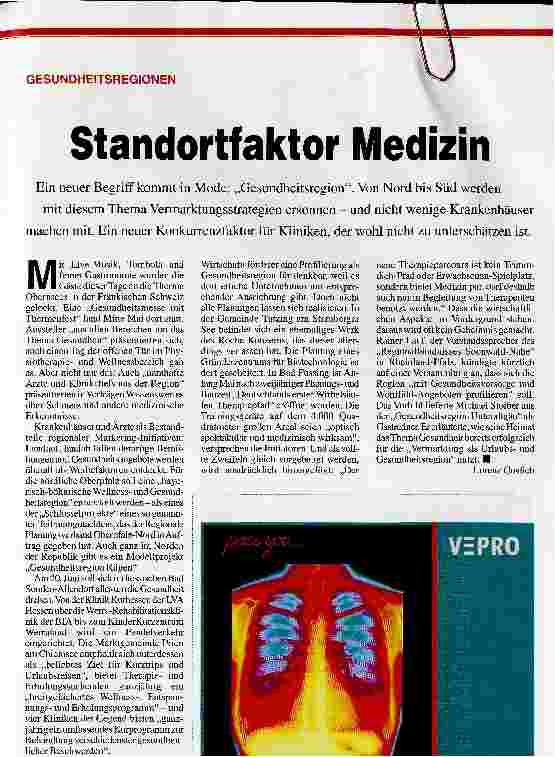 Vorschauseite 1: Standortfaktor MedizinGESUNDHEITSREGIONEN