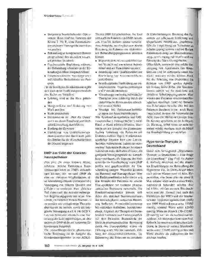 Vorschauseite 4: Disease-Management-Programme - Auswirkungen auf Krankenhäuser Bericht vom 5. Sanofi-Synthelabo-Symposium für Krankenhausapotheker, Berlin, 11. Oktober 2003