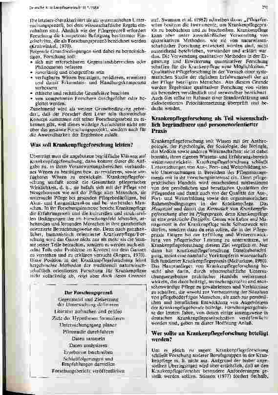 Vorschauseite 2: Wozu brauchen wir Krankenpflegeforschung Versuch einer Standortbestimmung