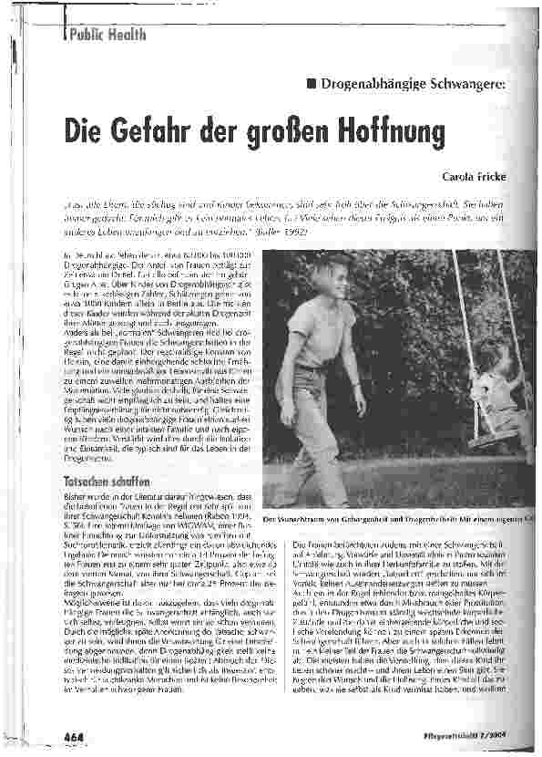 Vorschauseite 1: Die Gefahr der großen HoffnungDrogenabhängige Schwangere