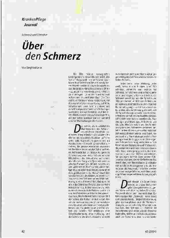 Vorschauseite 1: Über den SchmerzSchmerz und Literatur