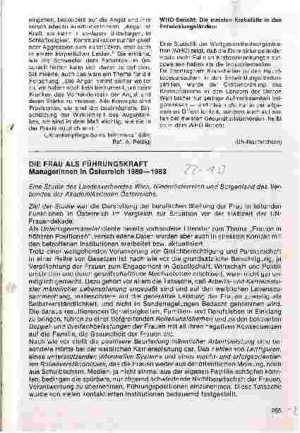 Vorschauseite 1: Die Frau als Führungskraft Managerinnen in Österreich 1980-1983