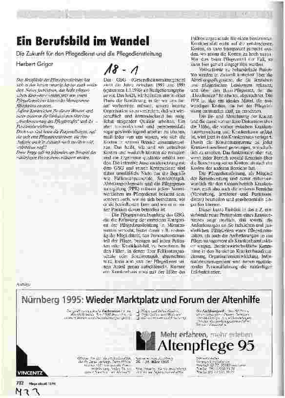 Vorschauseite 1: Ein Berufsbild im Wandel Die Zukunft für den Pflegedienst und die Pflegedienstleitung