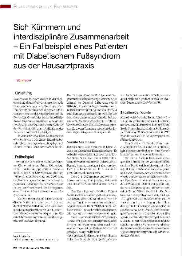Vorschauseite 1: Sich Kümmern und interdisziplinäre Zusammenarbeit - Ein Fallbeispiel eines Patienten mit Diabetischem Fußsyndrom aus der Hausarztpraxis