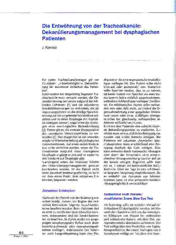 Vorschauseite 1: Die Entwöhnung von der Trachealkanüle: Dekanülierungsmanagement bei dysphagischen Patienten