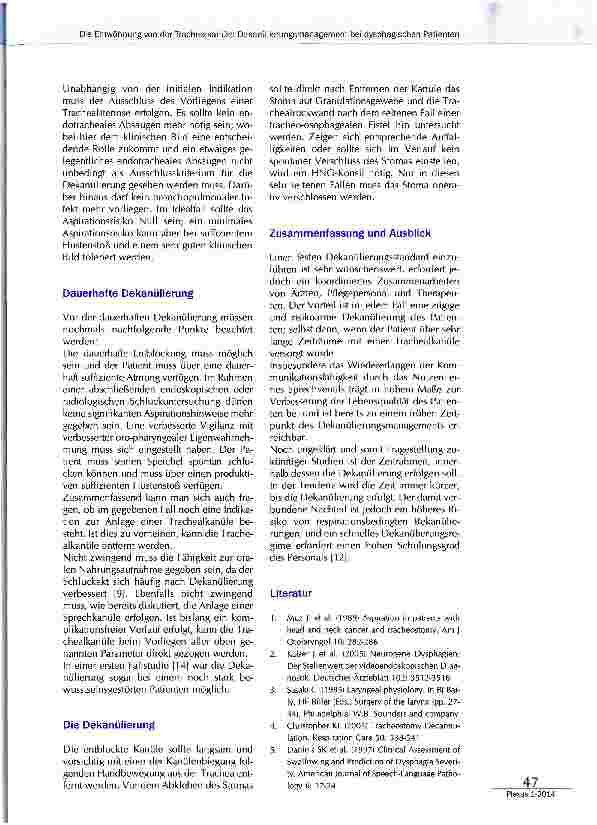 Vorschauseite 4: Die Entwöhnung von der Trachealkanüle: Dekanülierungsmanagement bei dysphagischen Patienten