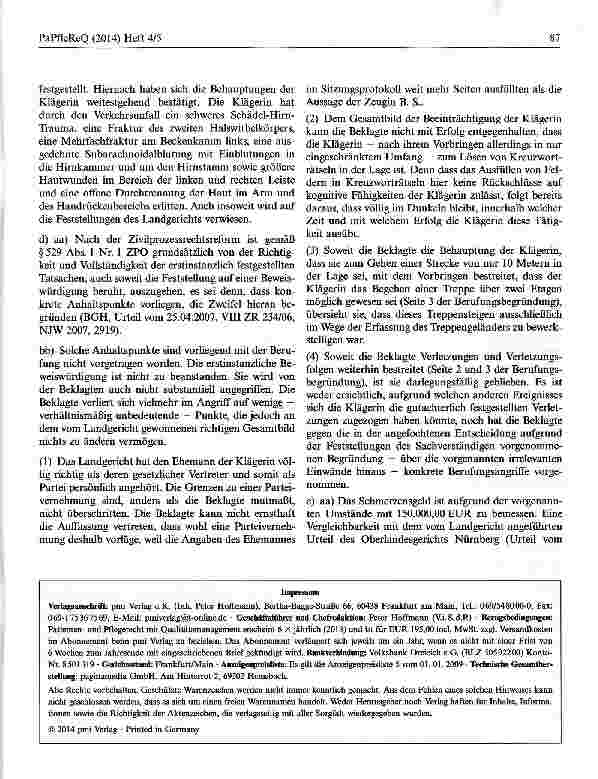 Vorschauseite 5: Erheblicher Schmerzensgeldaufschlag wegen des ungebührlich zögerlichen Regulierungsverhaltens