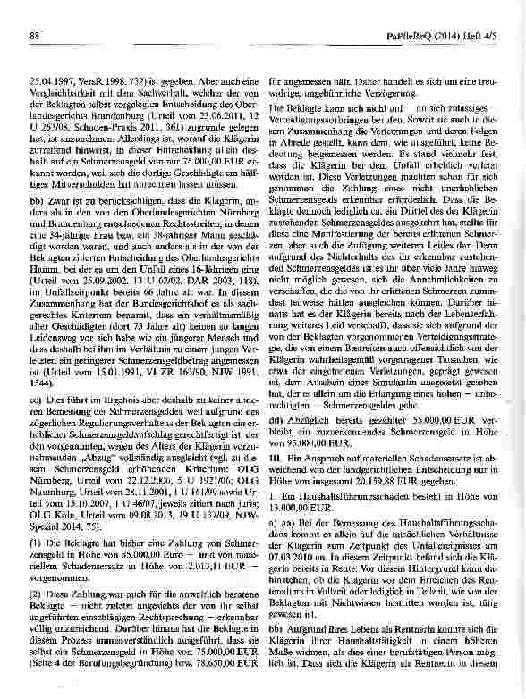 Vorschauseite 6: Erheblicher Schmerzensgeldaufschlag wegen des ungebührlich zögerlichen Regulierungsverhaltens