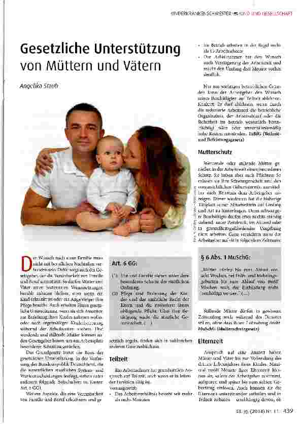 Vorschauseite 1: Gesetzliche Unterstützung von Müttern und Vätern