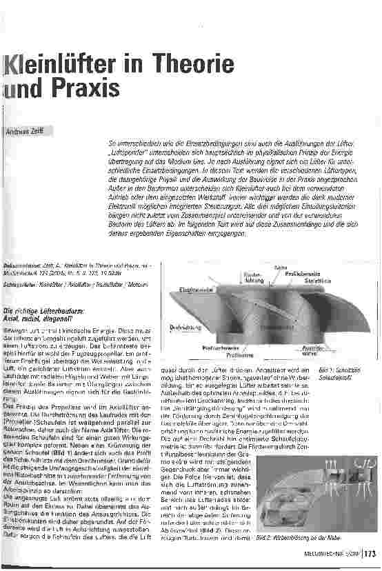 Vorschauseite 1: Kleinlüfter in Theorie und Praxis