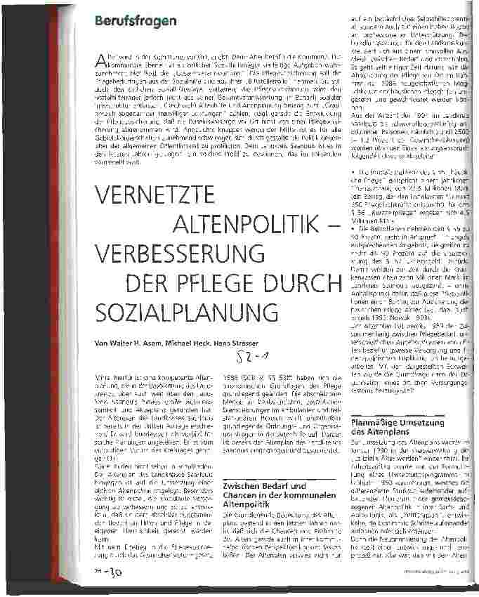 Vorschauseite 1: Vernetzte Altenpolitik - Verbesserung der Pflege durch Sozialplanung