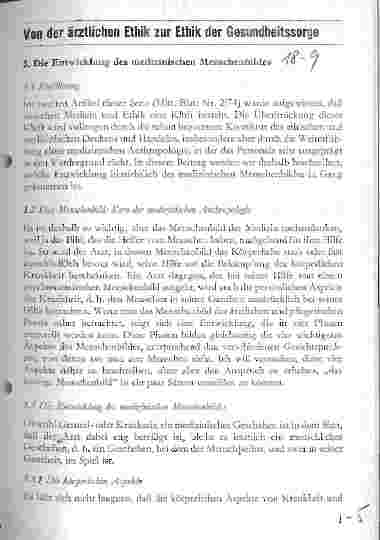 Vorschauseite 1: Von der ärztlichen Ethik zur Ethik der Gesundheitssorge 3. Folge: Die Entwicklung des medizinischen Menschenbildes