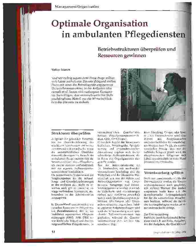 Vorschauseite 1: Optimale Organisation in ambulanten Pflegediensten