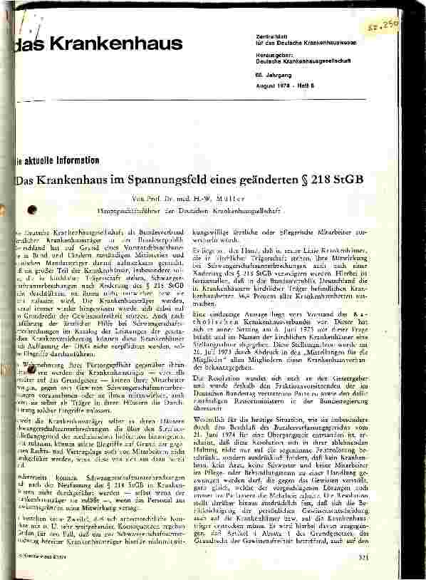 Vorschauseite 1: Das Krankenhaus im Spannungsfeld des 218 StGB