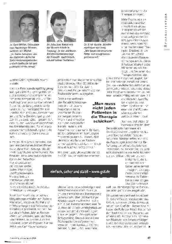 Vorschauseite 2: Wirtschaftsfaktor Rehabilitation Vernetzungskonzepte zur Integrierten Versorgung sind gefragt