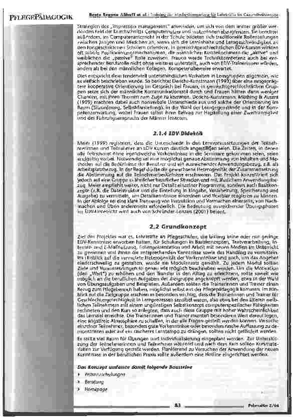 Vorschauseite 3: Training der Medienkompetenz für Lehrkräfte im Gesundheitswesen