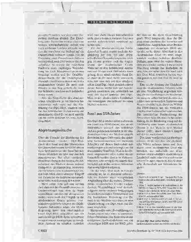 Vorschauseite 2: 35 Jahre Entwürdigung ostdeutscher ÄrzteDiplom-Mediziner