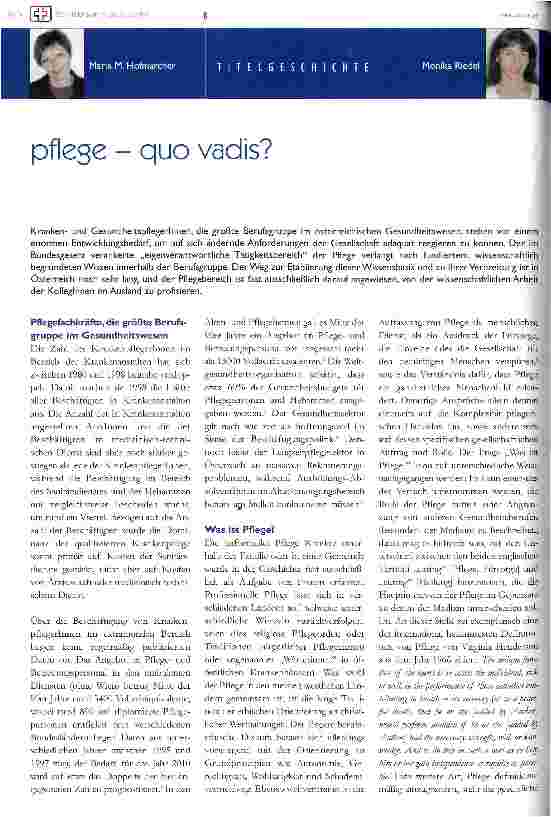 Vorschauseite 1: pflege - quo vadis?