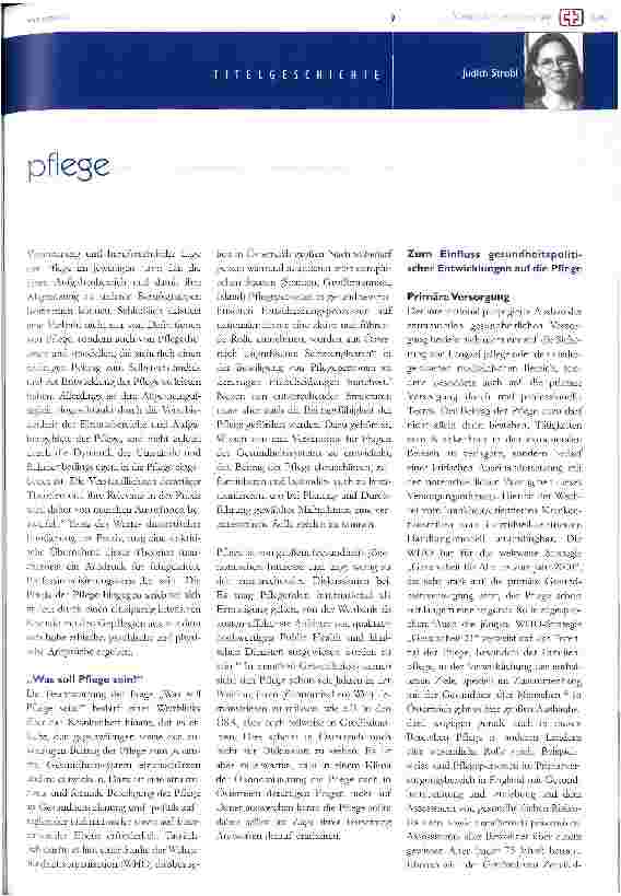 Vorschauseite 2: pflege - quo vadis?