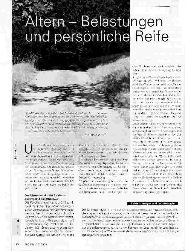 Vorschauseite 1: Altern- Belastungen und persönliche Reife