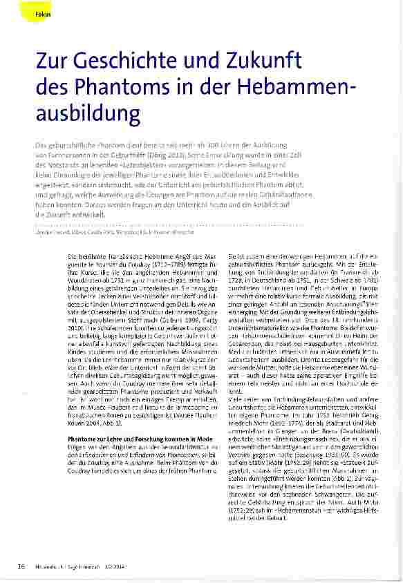 Vorschauseite 1: Zur Geschichte und Zukunft des Phantoms in der Hebammen ausbildung