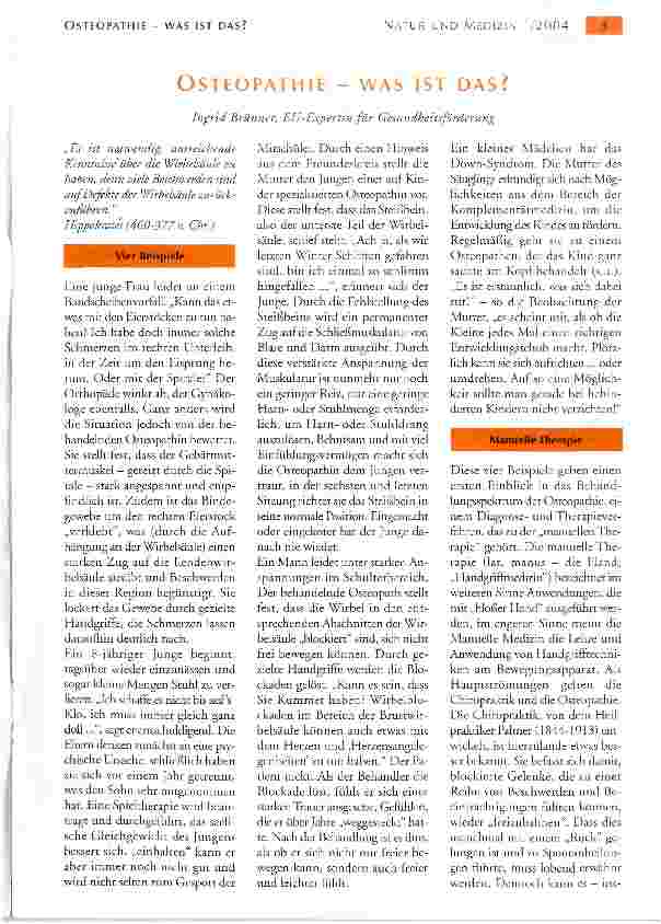 Vorschauseite 1: OSTEOPATHIE - WAS IST DAS?