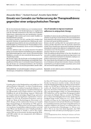 Vorschauseite 1: Einsatz von Cannabis zur Verbesserung der Therapieadhärenz gegenüber einer antipsychotischen Therapie