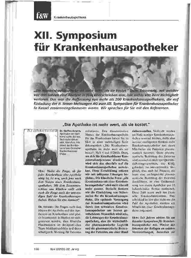 Vorschauseite 1: XII. Symposium für Krankenhausapotheker