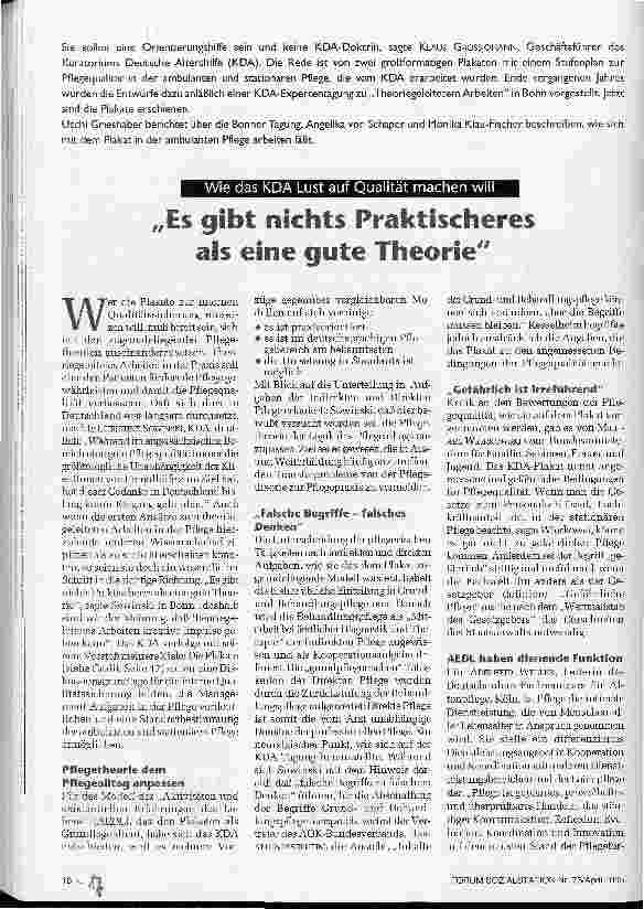 Vorschauseite 1: Es gibt nichts praktischeres als eine gute Theorie Wie das KDA Lust auf Qualität machen will