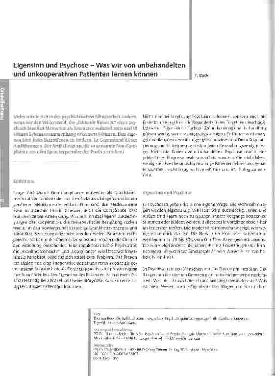 Vorschauseite 1: Eigensinn und Psychose - Was wir von unbehandelten und unkooperativen Patienten lernen können