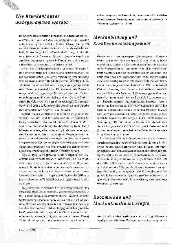 Vorschauseite 6: Mit christlicher Marke zum ErfolgMöglichkeiten und Grenzen einer Marken-Bildung bei Krankenhausgruppenmit christlichem Profil