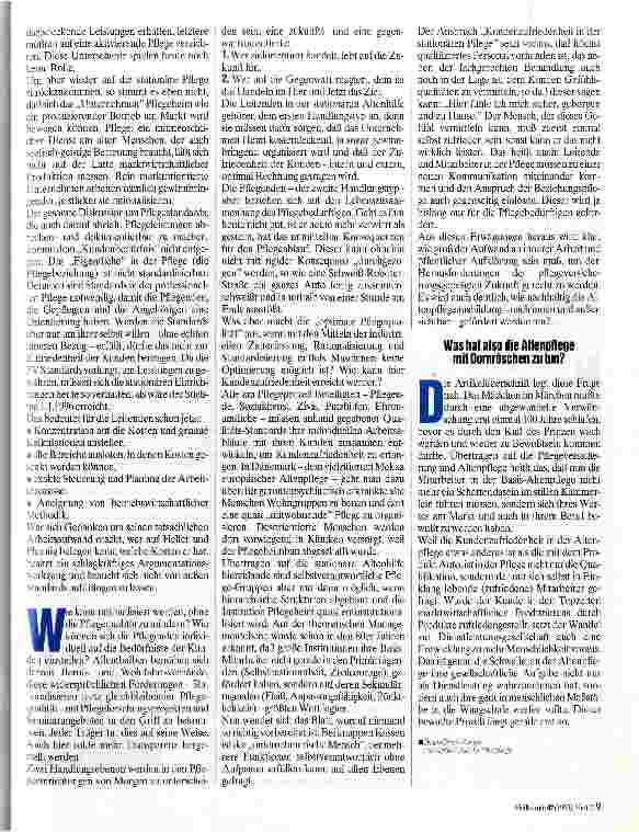 Vorschauseite 2: Küßt die Pflegeversicherung die Altenpflege wach? Auf die eigenen Kräfte bauen