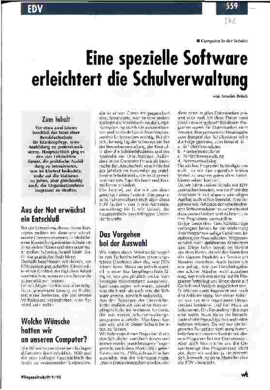 Vorschauseite 1: Eine spezielle Software erleichtert die Schulverwaltung Computer in der Schule