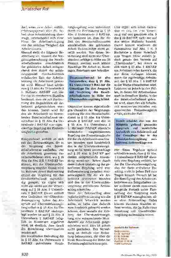 Vorschauseite 3: Freizeitausgleich von Bereitschaftsdiensten