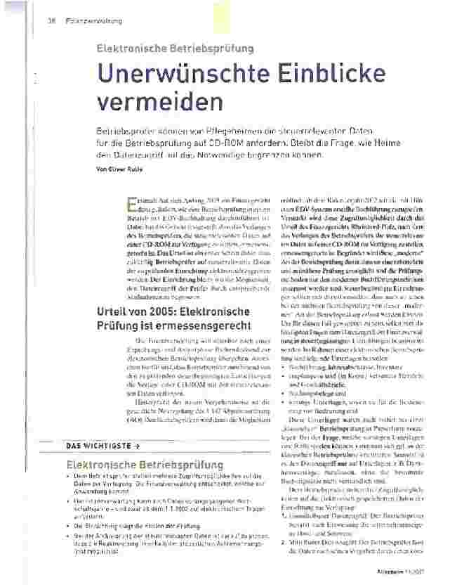 Vorschauseite 1: Elektronische BetriebsprüfungUnerwünschte Einblicke vermeiden