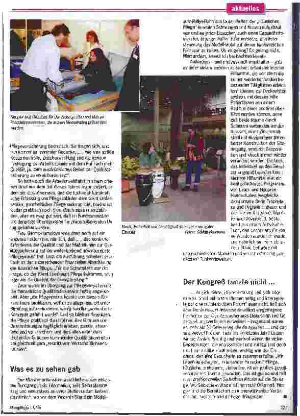 Vorschauseite 3: Es gibt so viele Veränderungen Pflegeversicherung war das Hauptthema auf der Kongreßmesse Häusliche Pflege in Essen