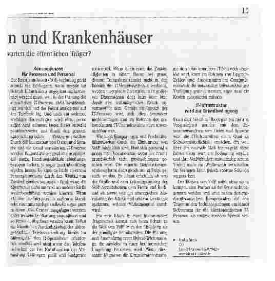 Vorschauseite 1: IT und TK für Kliniken und KrankenhäuserWelche Herausforderungen erwarten die öffentlichen Träger?