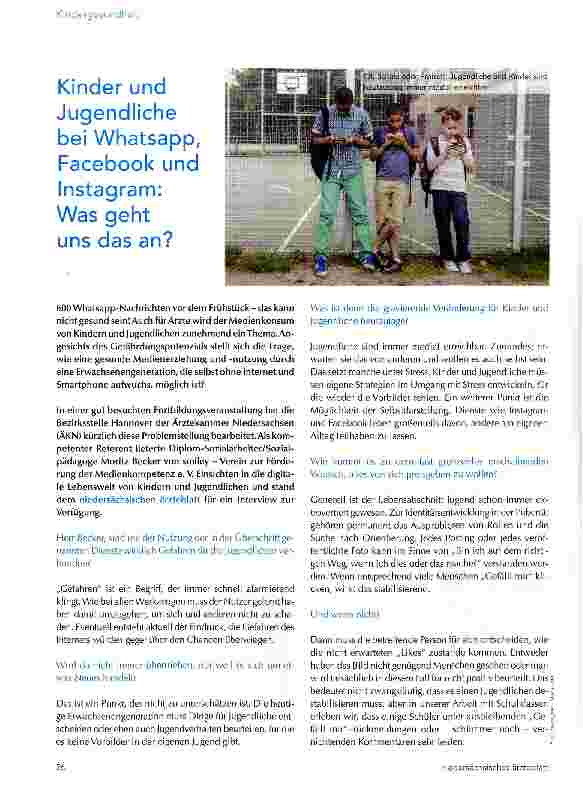 Vorschauseite 1: Kinder und Jugendliche bei Whatsapp, Facebook und Instagram: Was geht uns das an?