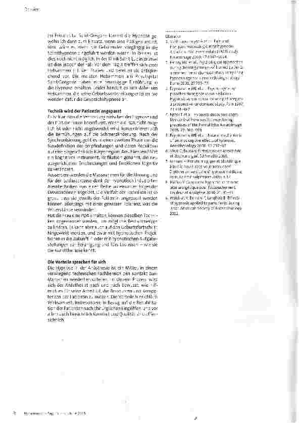 Vorschauseite 3: Wenn die Hypnose mit der Periduralanästhesie kombiniert wird