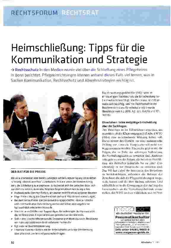 Vorschauseite 1: Heimschließung: Tipps für die Kommunikation und Strategie