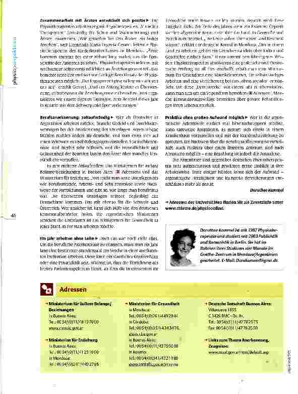 Vorschauseite 3: Physiotherapie in Argentinien Zwischen Pampa und Patagonien