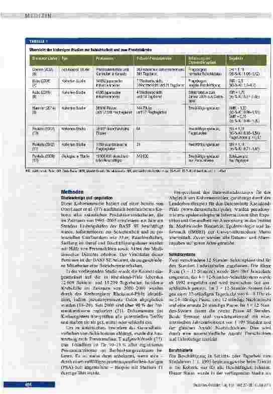 Vorschauseite 2: Schichtarbeit und Inzidenz von Prostatakarzinomen bei Industriearbeitern